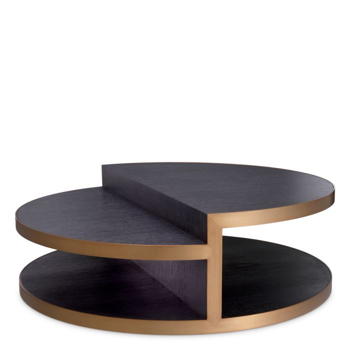 Coffee Table Nilo charcoal grey oak veneer brushed brass finish