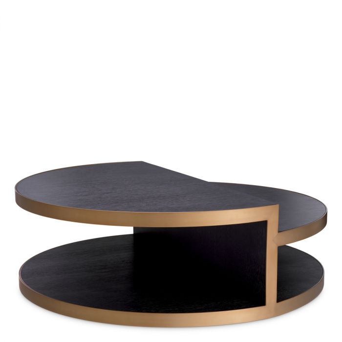 Coffee Table Nilo charcoal grey oak veneer brushed brass finish