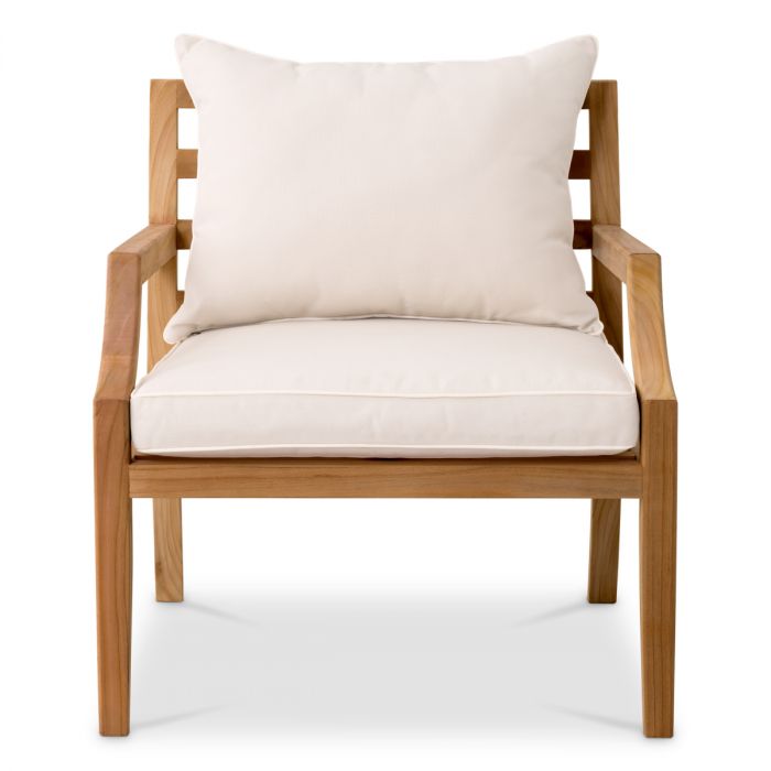 Outdoor Chair Hera natural teak flores off-white