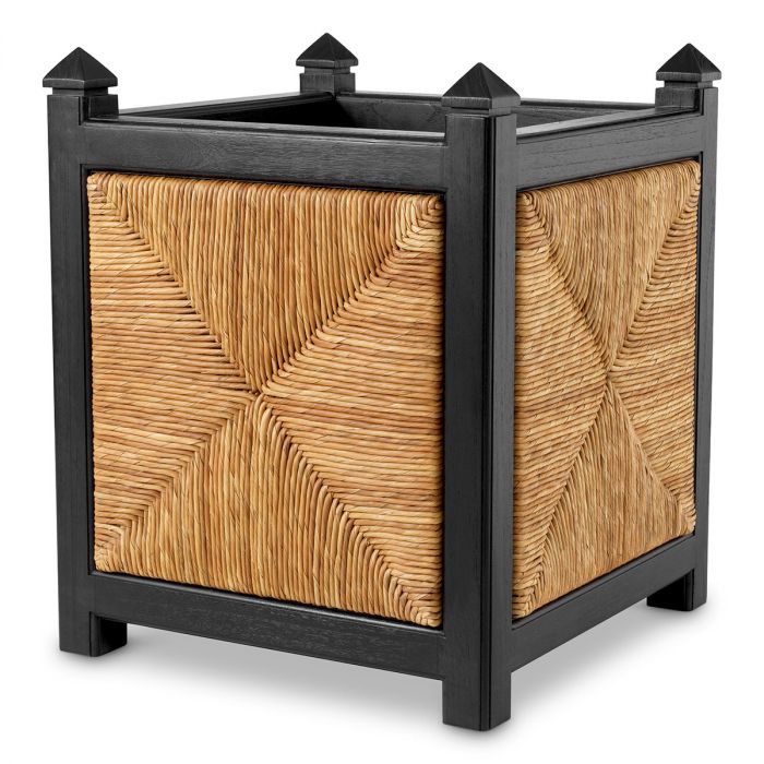 Planter Aruba classic black finish natural sea grass