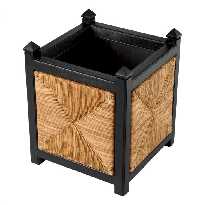 Planter Aruba classic black finish natural sea grass