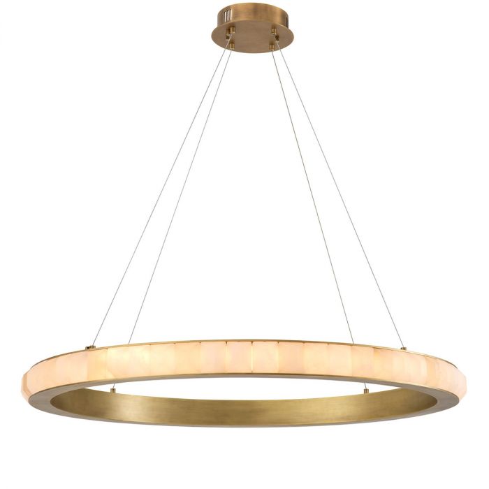 Chandelier Cabildo antique brass finish alabaster