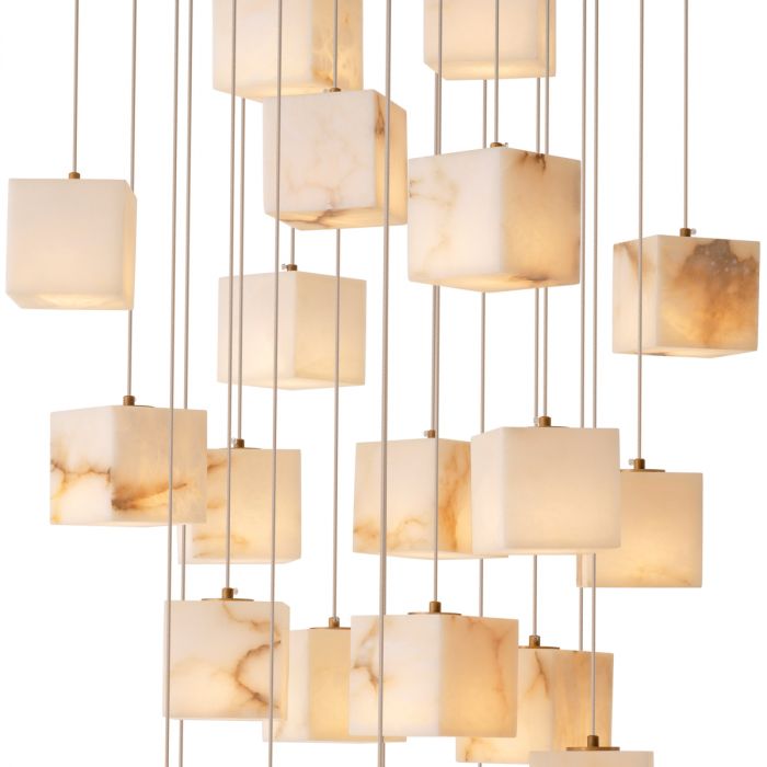 Chandelier Duboce antique brass finish alabaster