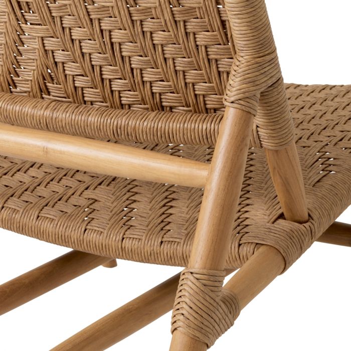 Outdoor Chair and Foot Stool Laroc natural teak faux rattan