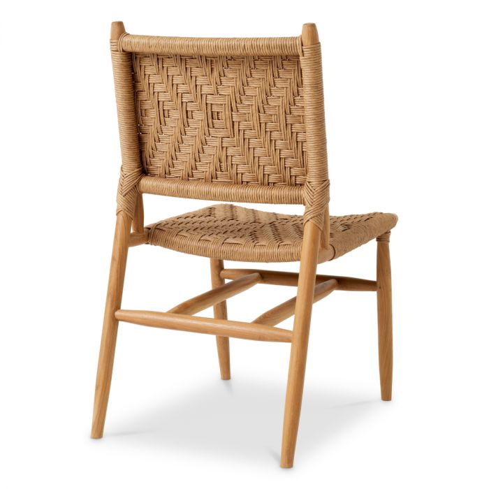 Outdoor Dining Chair Laroc natural teak faux rattan set of 2