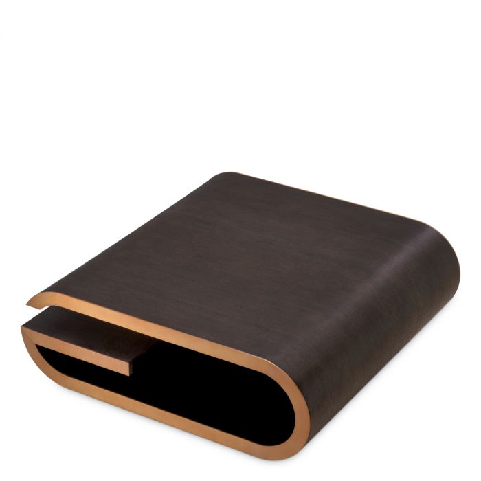 Coffee Table Galan mocha oak veneer brushed brass finish