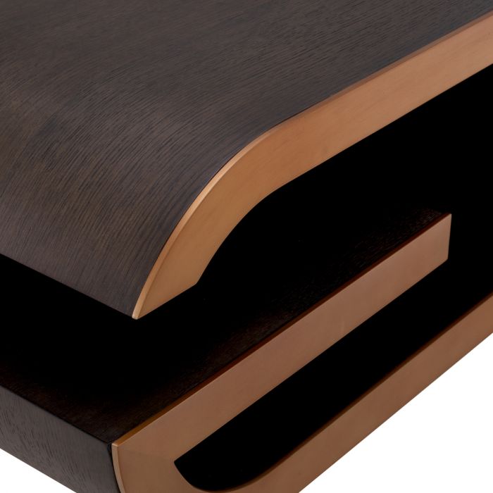 Coffee Table Galan mocha oak veneer brushed brass finish