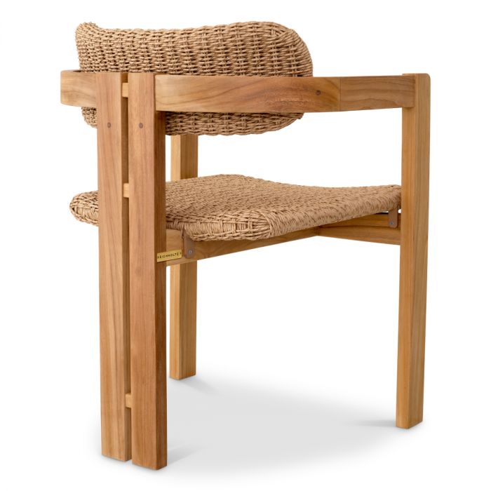 Outdoor Dining Chair Donato natural teak faux rattan