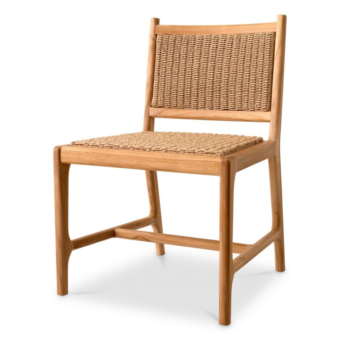 Outdoor Dining Chair Pivetti natural teak faux rattan