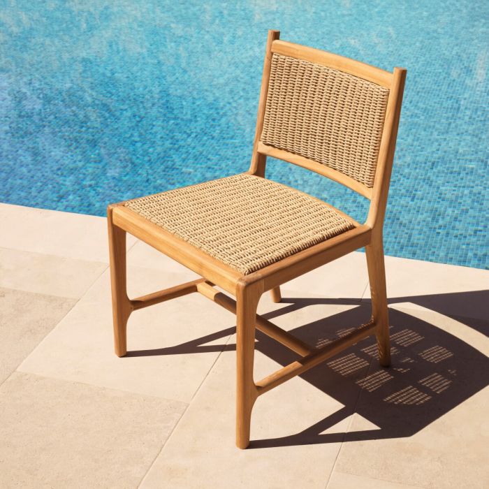 Outdoor Dining Chair Pivetti natural teak faux rattan