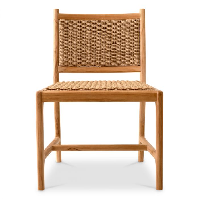 Outdoor Dining Chair Pivetti natural teak faux rattan