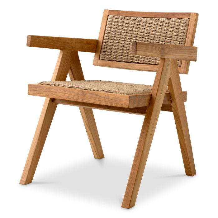 Outdoor Dining Chair Kristo natural teak natural faux rattan