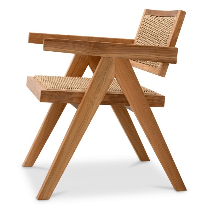 Outdoor Dining Chair Kristo natural teak natural faux rattan