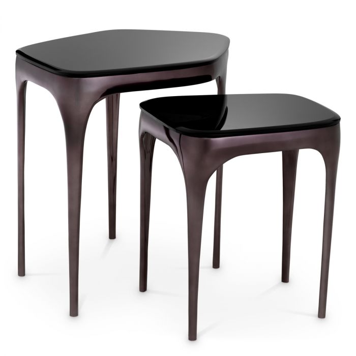 Side Table Deacon black nickel finish set of 2