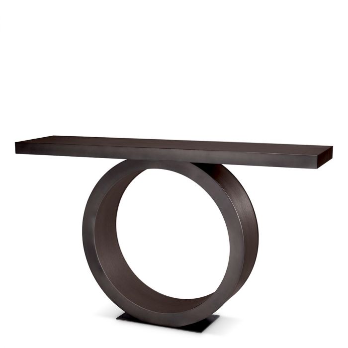 Console Table Odis mocha oak veneer bronze finish