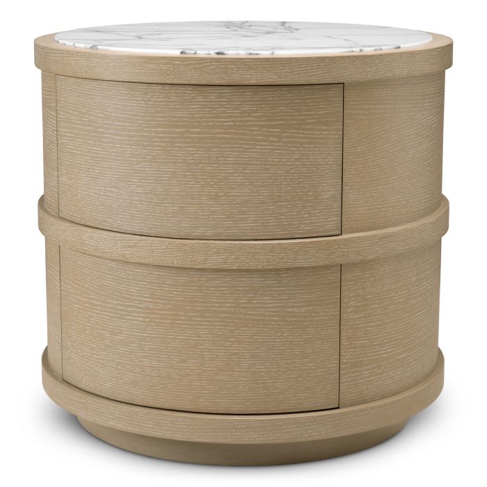 Nightstand Cabana round washed oak veneer