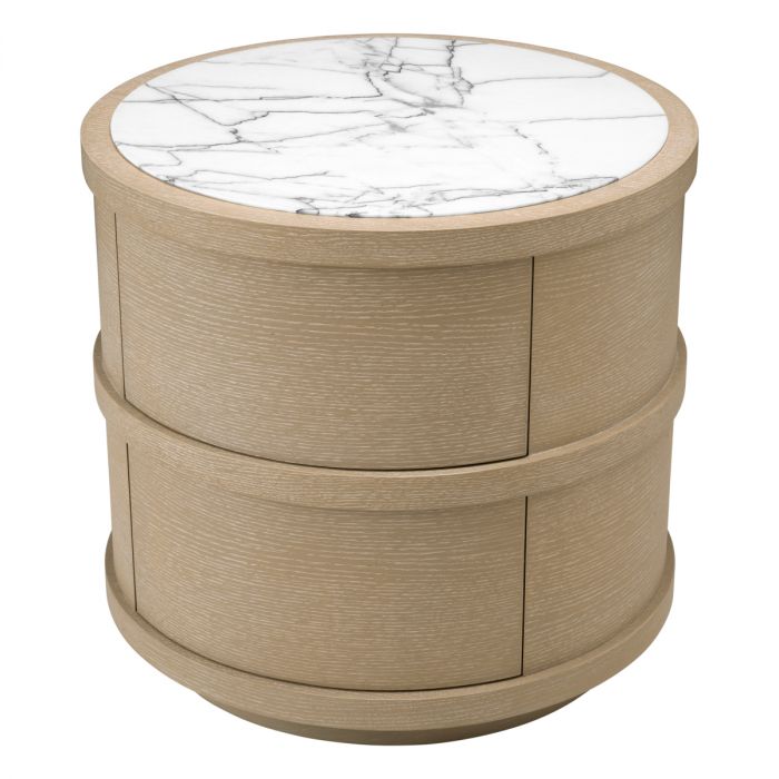 Nightstand Cabana round washed oak veneer