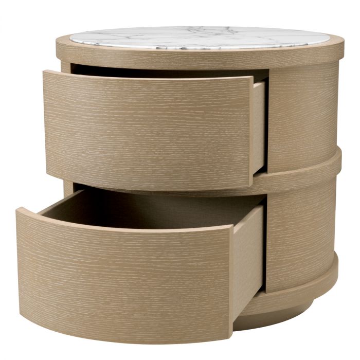 Nightstand Cabana round washed oak veneer