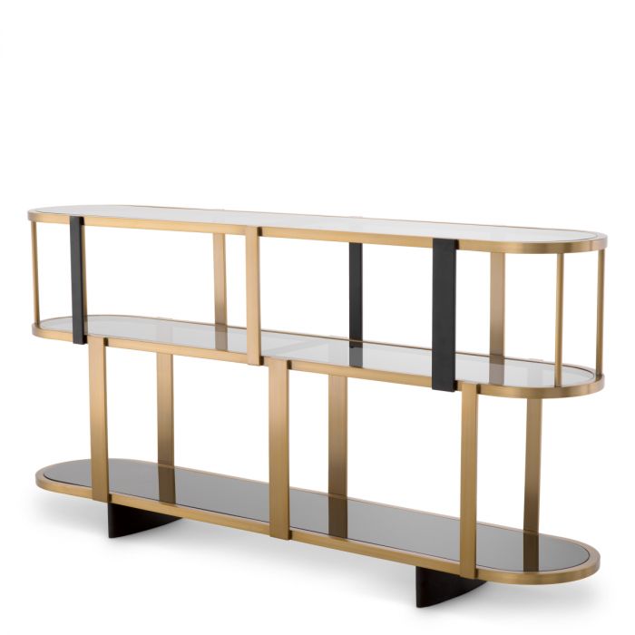 Cabinet Clio Round low brushed brass finish