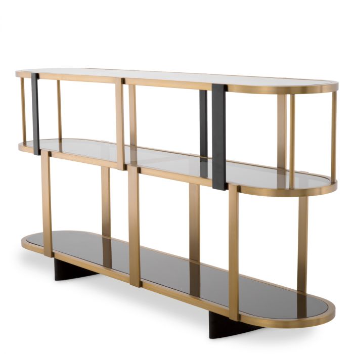 Cabinet Clio Round low brushed brass finish