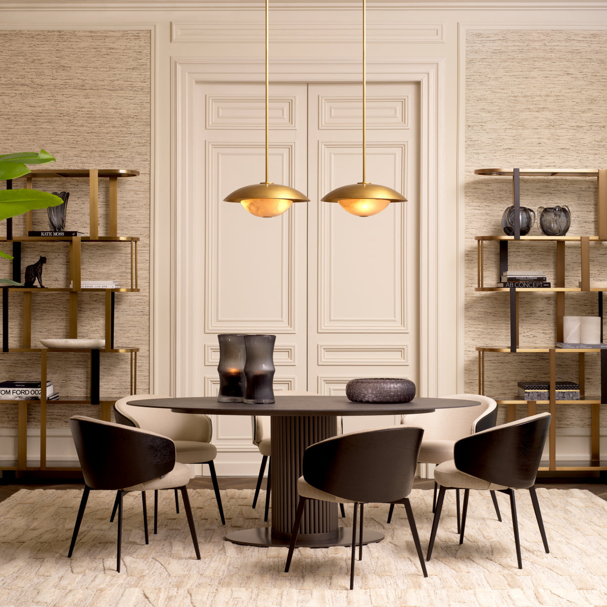 Gray Oval Ceramic Dining Table Volterra