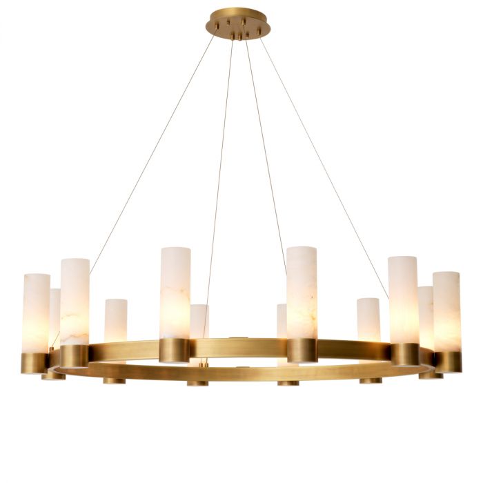 Chandelier Castro antique brass finish alabaster