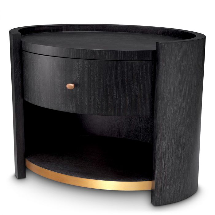 Nightstand Rosemberg charcoal grey oak veneer
