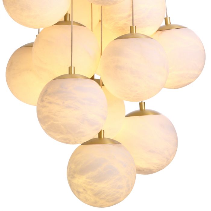 Chandelier Sphinx L antique brass finish alabaster