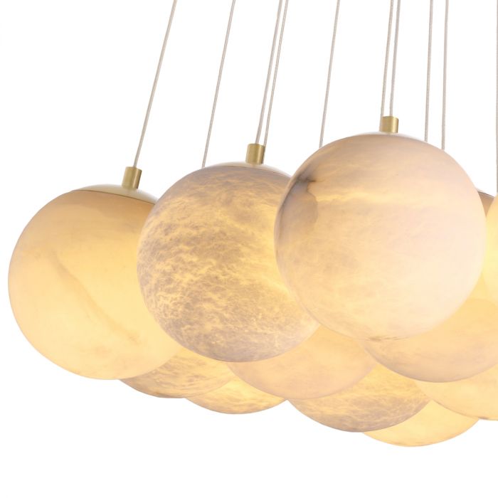 Chandelier Sphinx L antique brass finish alabaster