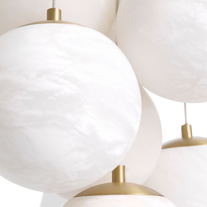 Chandelier Sphinx L antique brass finish alabaster