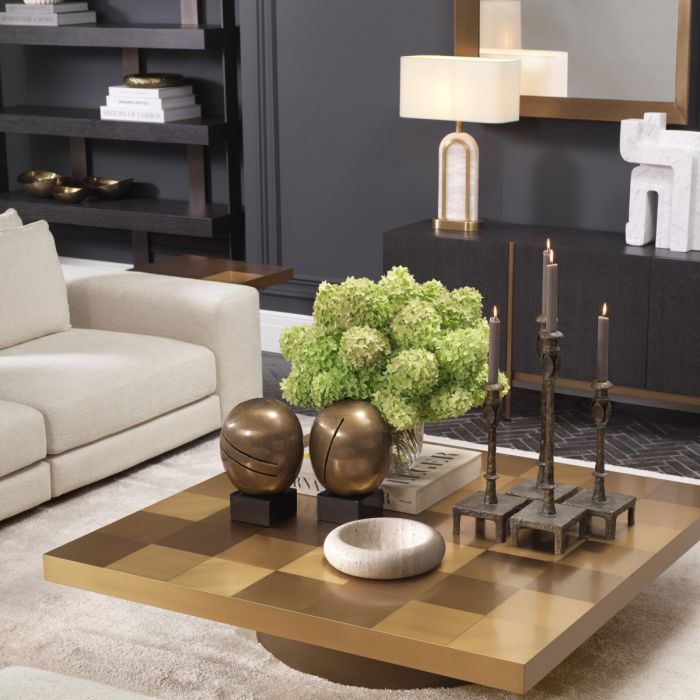 Side Table Laporte brushed brass finish