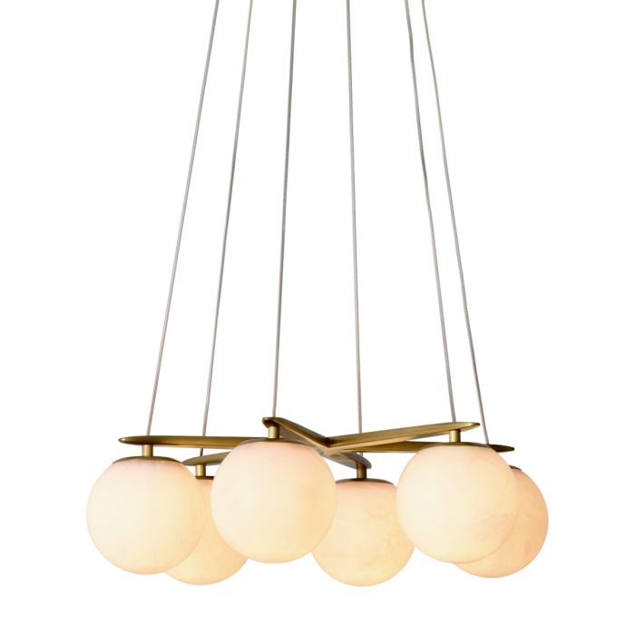Chandelier Morro alabaster antique brass finish