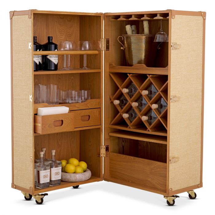 Bar Cabinet Martini Bianco rattan look