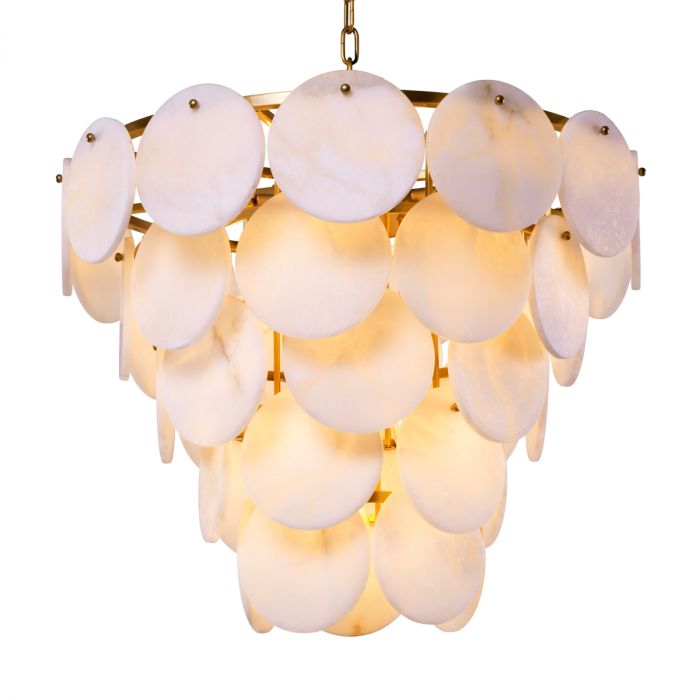 Chandelier Clementina antique brass finish alabaster