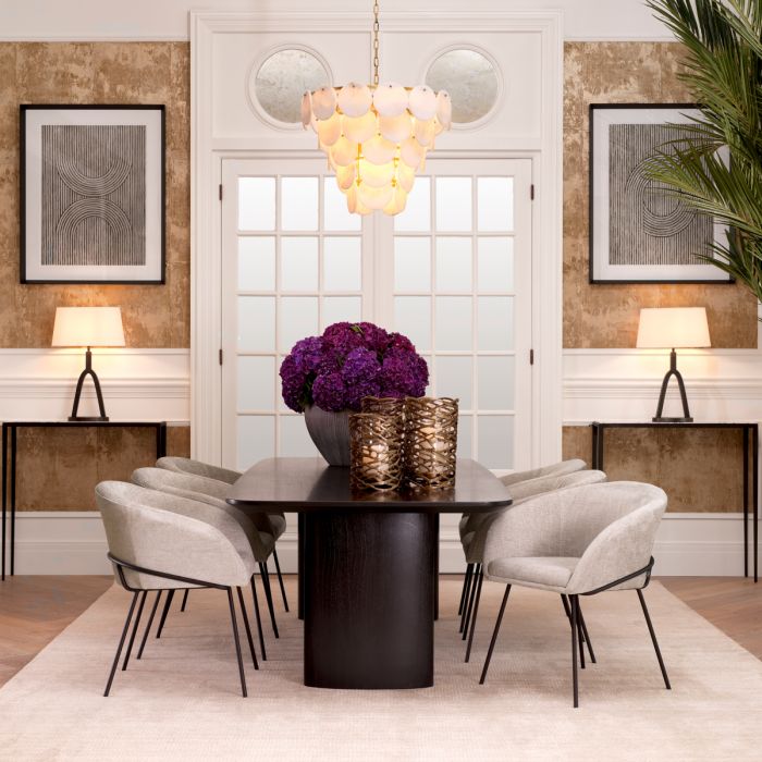 Chandelier Clementina antique brass finish alabaster