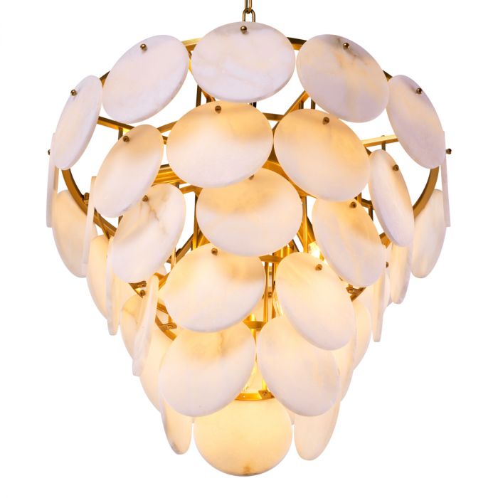 Chandelier Clementina antique brass finish alabaster