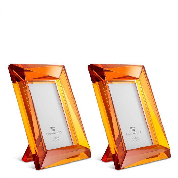 Picture Frame Obliquity L crystal orange glass set of 2