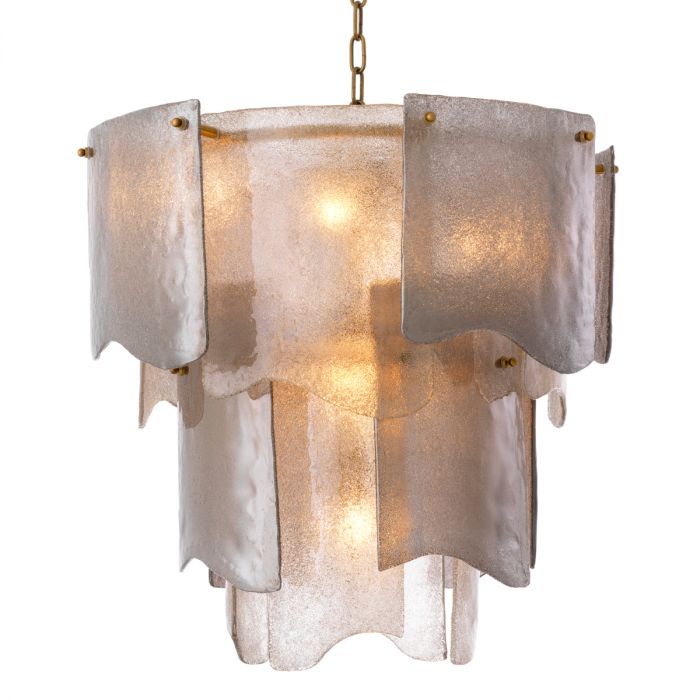 Chandelier Asinara S antique brass finish smoke glass