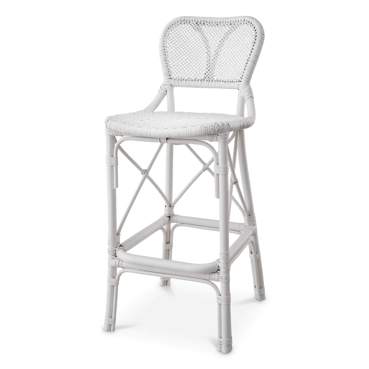 White Woven Rattan Bar Stool Colony