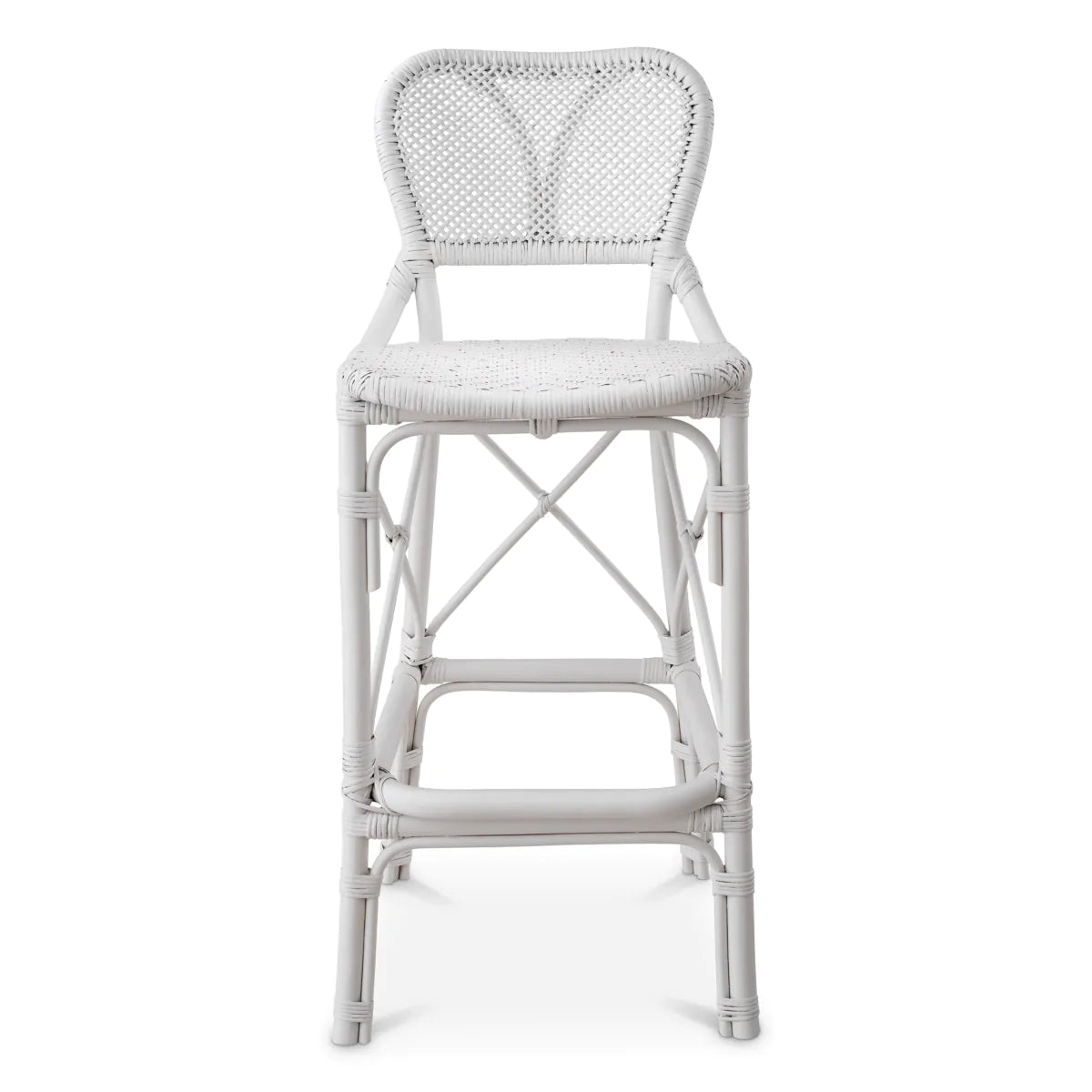 White Woven Rattan Bar Stool Colony