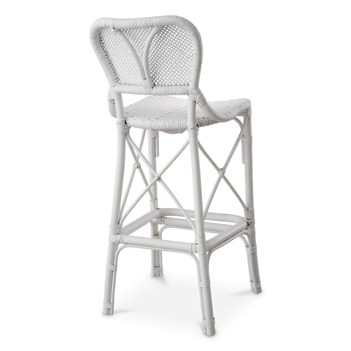 White Woven Rattan Bar Stool Colony