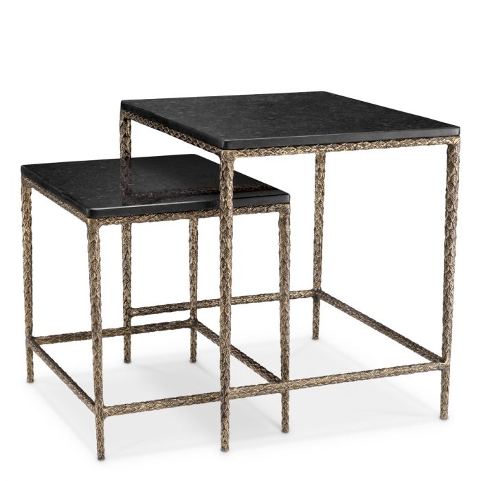 Side Table Ferndale black granite set of 2