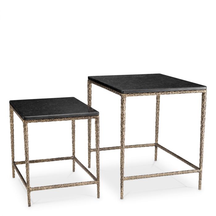 Side Table Ferndale black granite set of 2