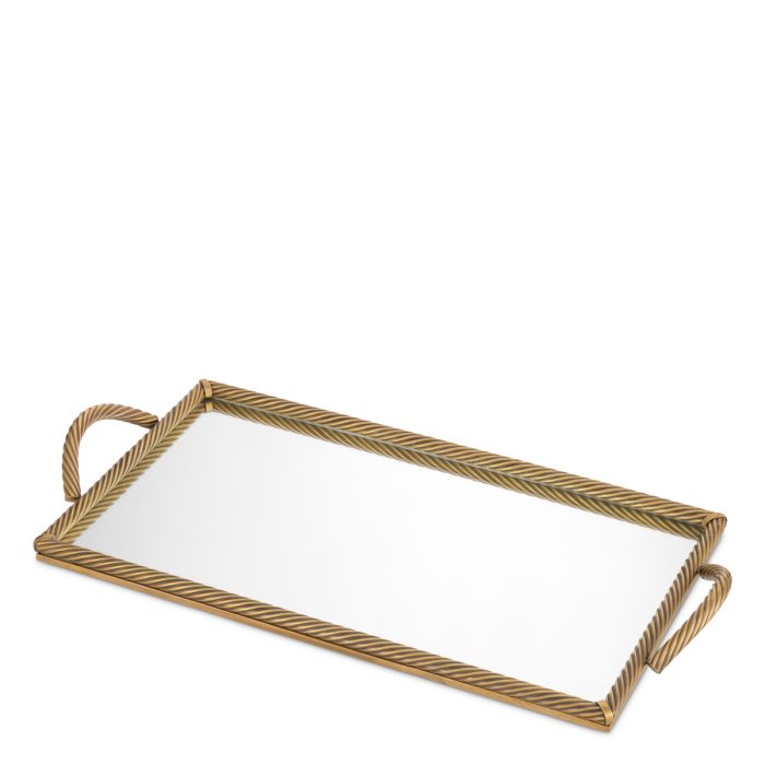 Tray Salvi Rectanguar L vintage brass finish