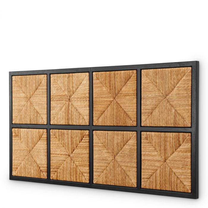 Headboard Aruba classic black finish natural seagrass
