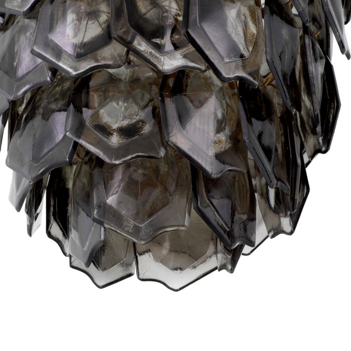 Chandelier Elias vintage brass finish smoke glass