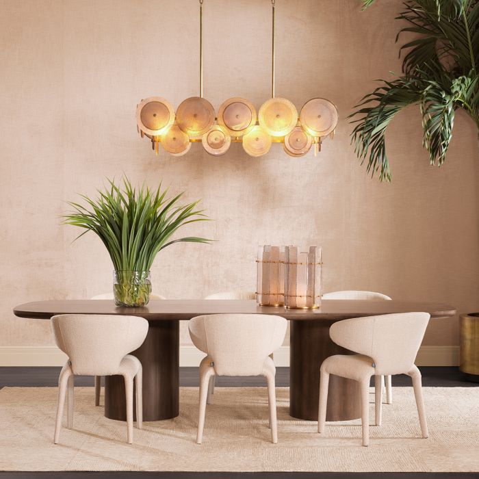 Chandelier Hyde vintage brass finish handmade glass