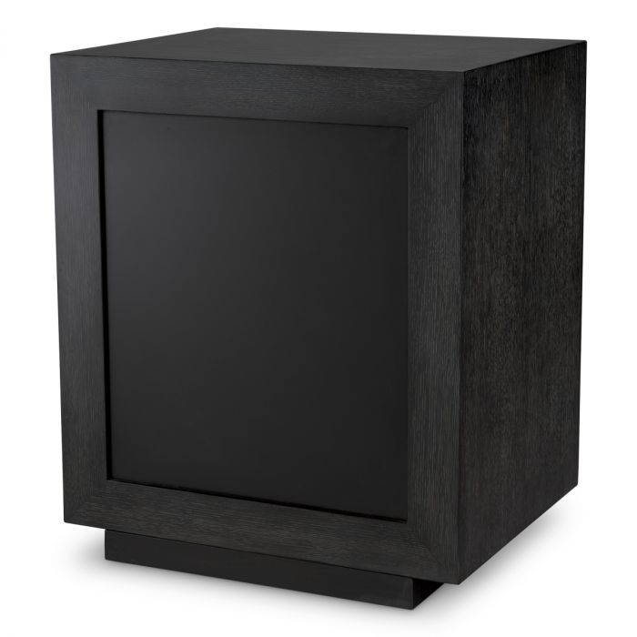 Nightstand Bogart charcoal grey oak veneer antique mirror glass