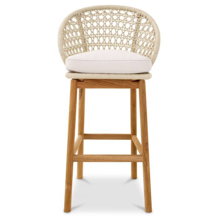 Outdoor Bar Stool Trinity cream weave flores off-white