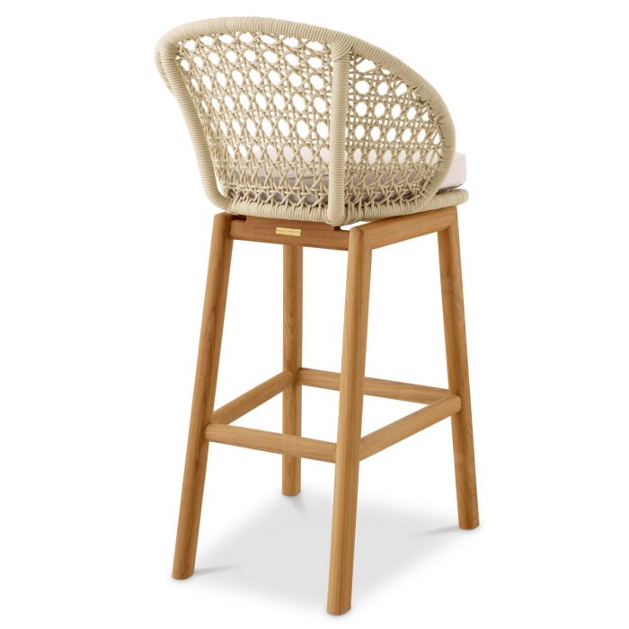 Outdoor Bar Stool Trinity cream weave flores off-white